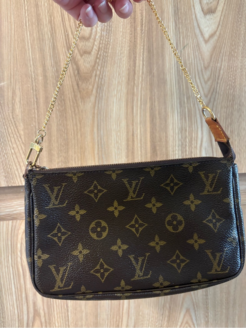 Auth Louis Vuitton LV Accessories Pouch Pochette Accessoires Brown Monogram